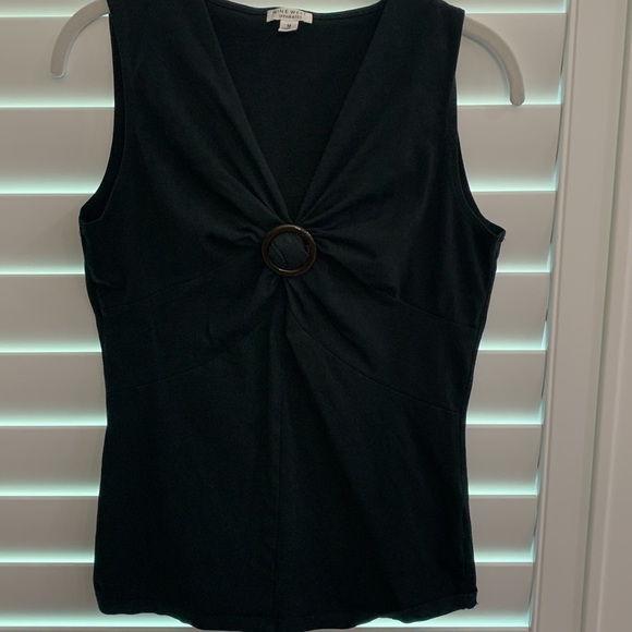 Nine West Tops - Vtg Black Sleeveless Fitted Top with Flattering Button Rouching Detail Nine West